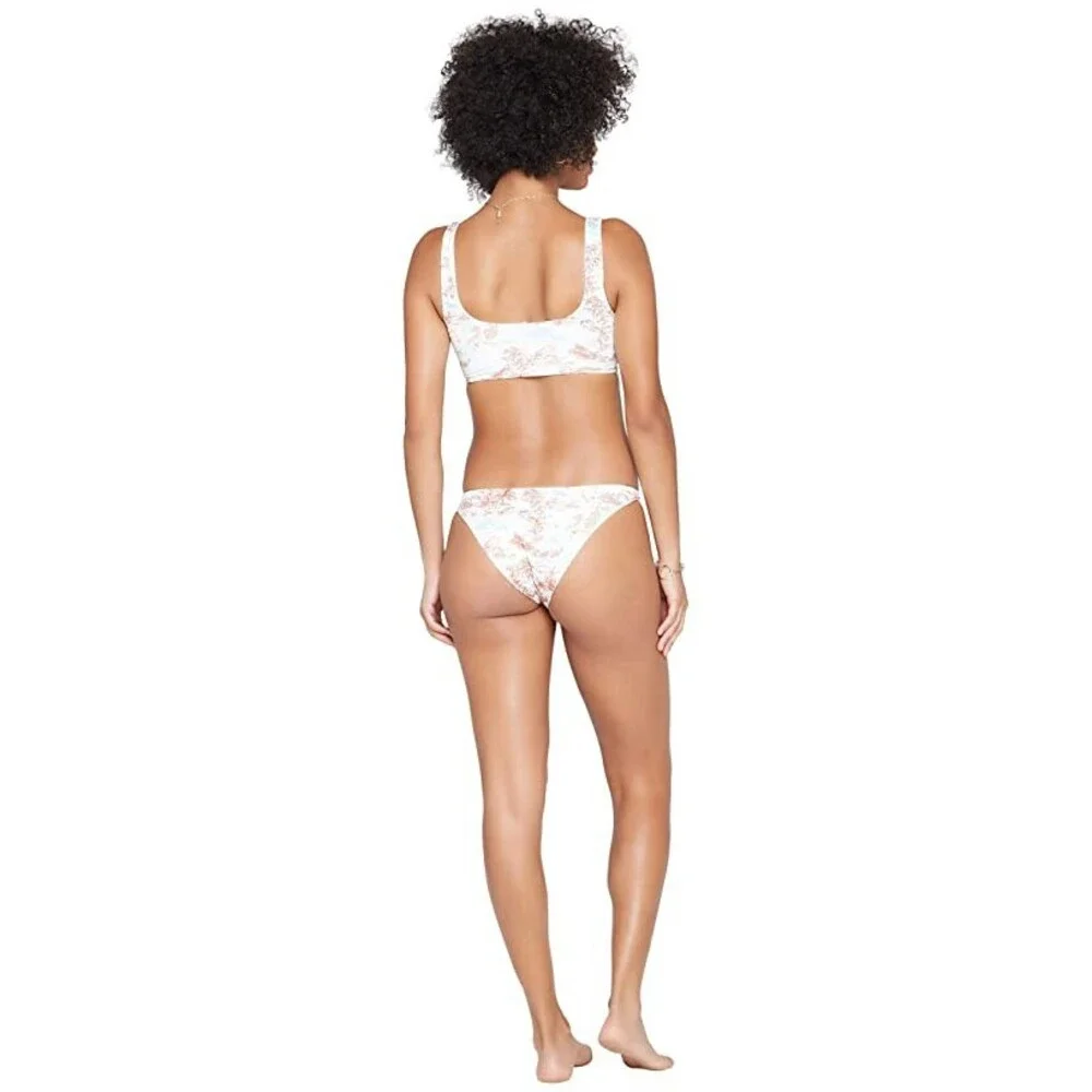 L*Space Wilder Top Women's Medium Sand Tropical Stretch Tie Hem Swimwear JDM1117